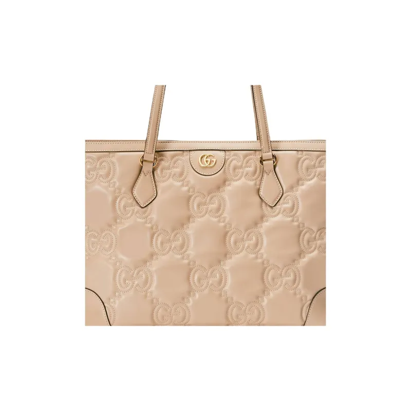 GUCCI GG Matelassé Leather Tote Shopping Bag Shoulder Bags Handbags Medium Size Women's Beige Yellow-7