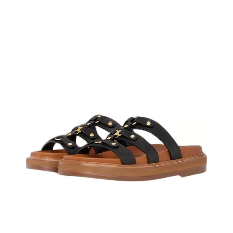 CELINE Slip Resistant Slide Slippers Women's Black-2