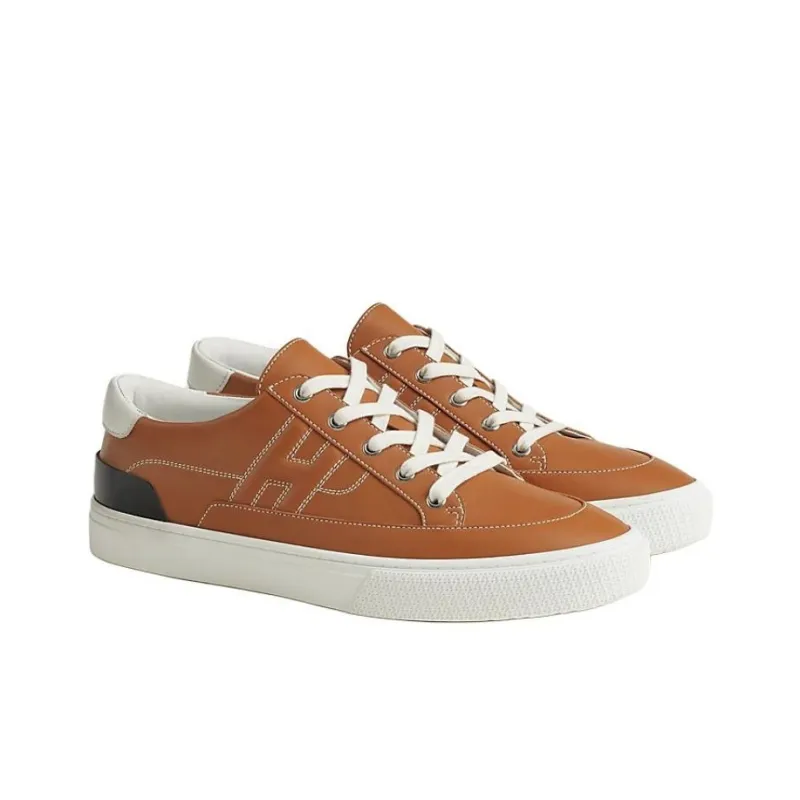 HERMES Deep Low Top Skateboard Shoes Men's Brown-2