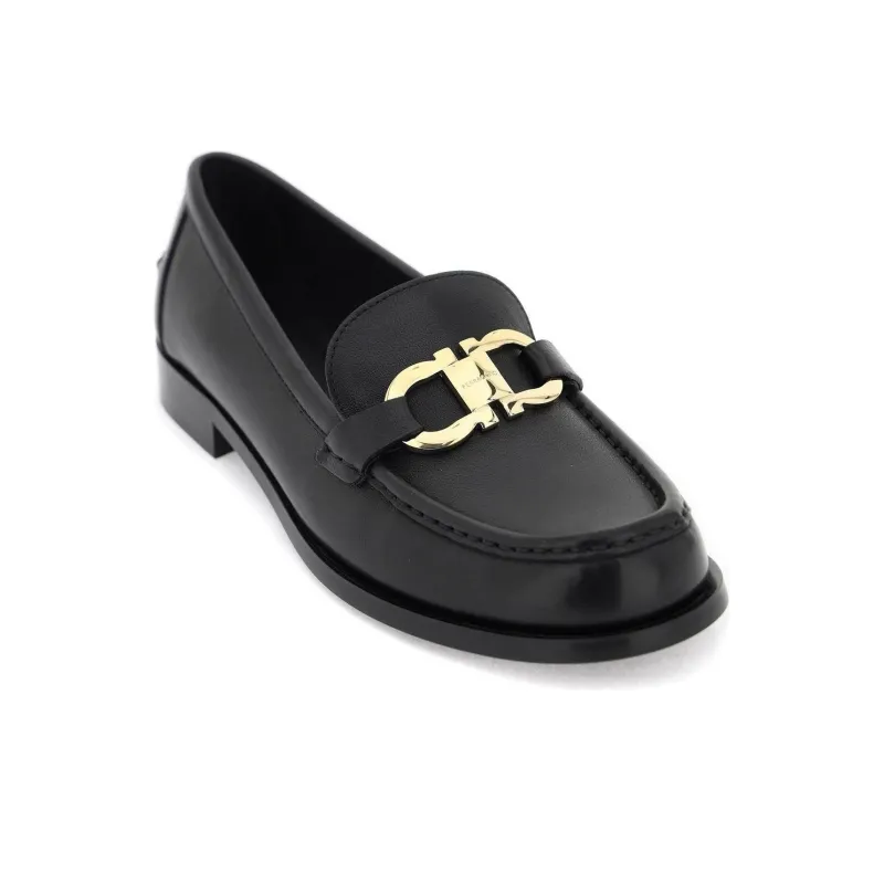 FERRAGAMO Logo-plaque Leather Loafers-3