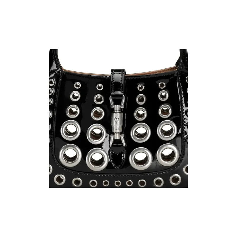 GUCCI Jackie 1961 Patent Leather Crescent Shoulder Bag Shoulder Bag Mini Women's Black-7
