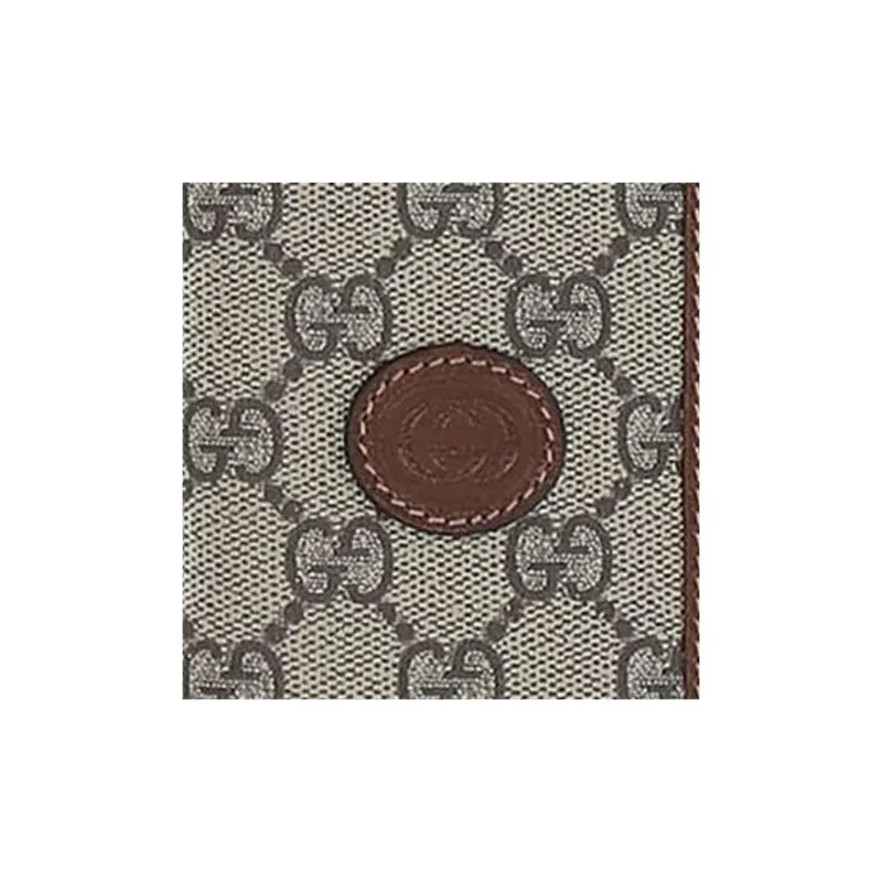 GUCCI Supreme Coated Canvas With Leather Trim Wallet Card Holder Men's Beige Ebony/Brown-5