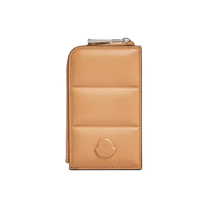 Moncler Leather Card Holder Wallet Men's Light Brown-0