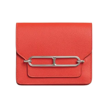 HERMES Roulis Evercolor Calfskin Pig Nose Bag Card Holder Fanny Pack Coin Purse Wallet Women's Field Orange