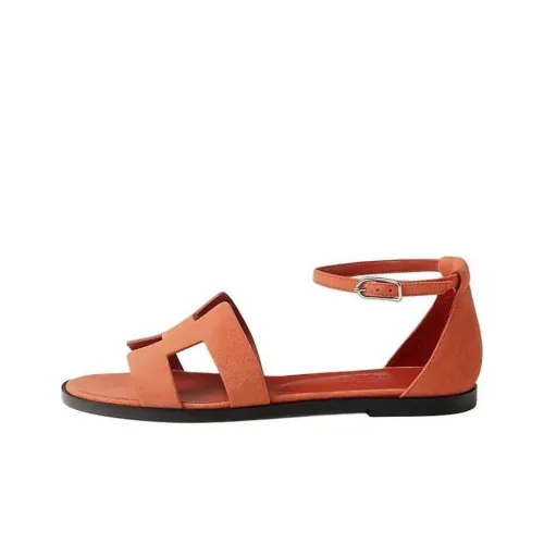 HERMES Santorini Strap Sandals Women's Orange Red