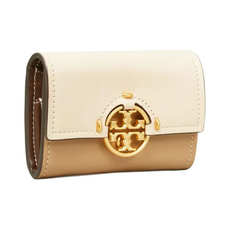 TORY BURCH Miller Leather Wallet Mini Women's Brie Cheese With Almond Powder-1
