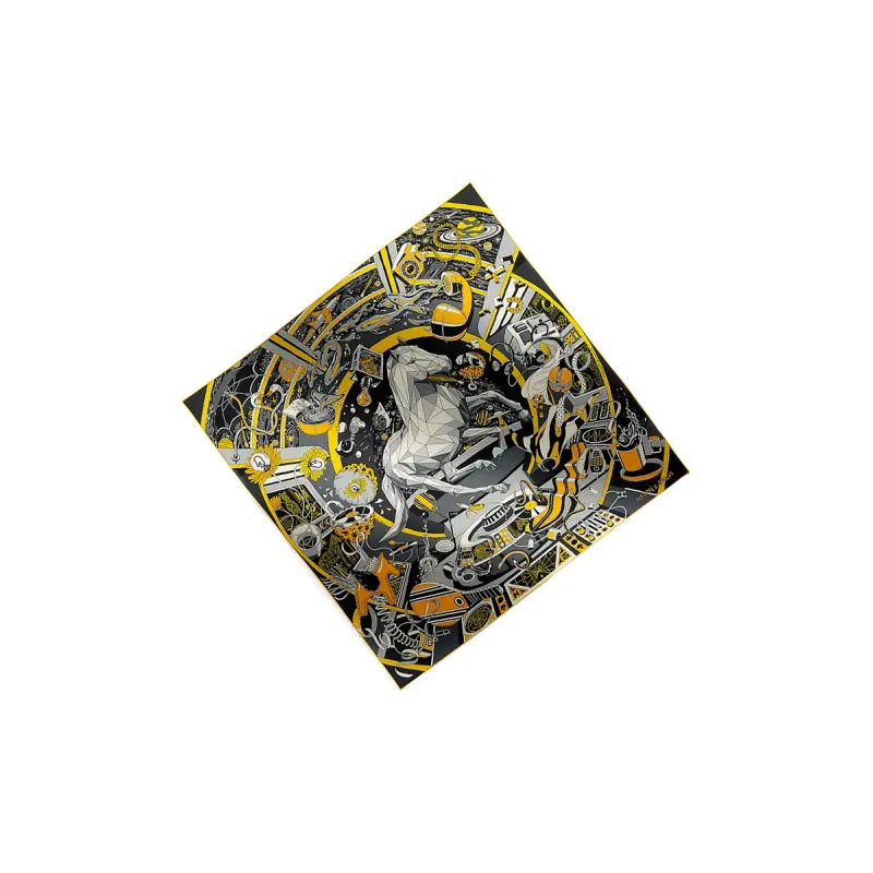 HERMES Silk Scarves Unisex Gray-2