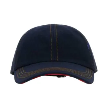 Burberry Stitch Detailed Curved Hem Denim Baseball Cap