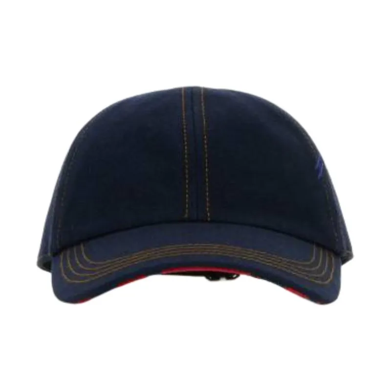 Burberry Stitch Detailed Curved Hem Denim Baseball Cap-0