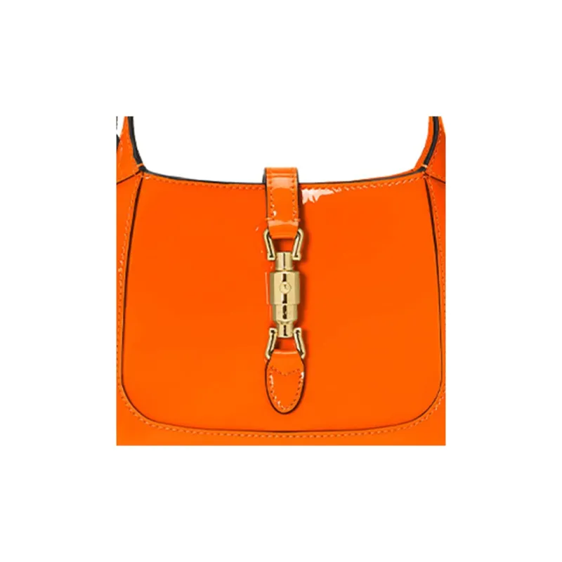 GUCCI Jackie 1961 Patent Leather Crescent Shoulder Bag Shoulder Bag Mini Women's Orange-7