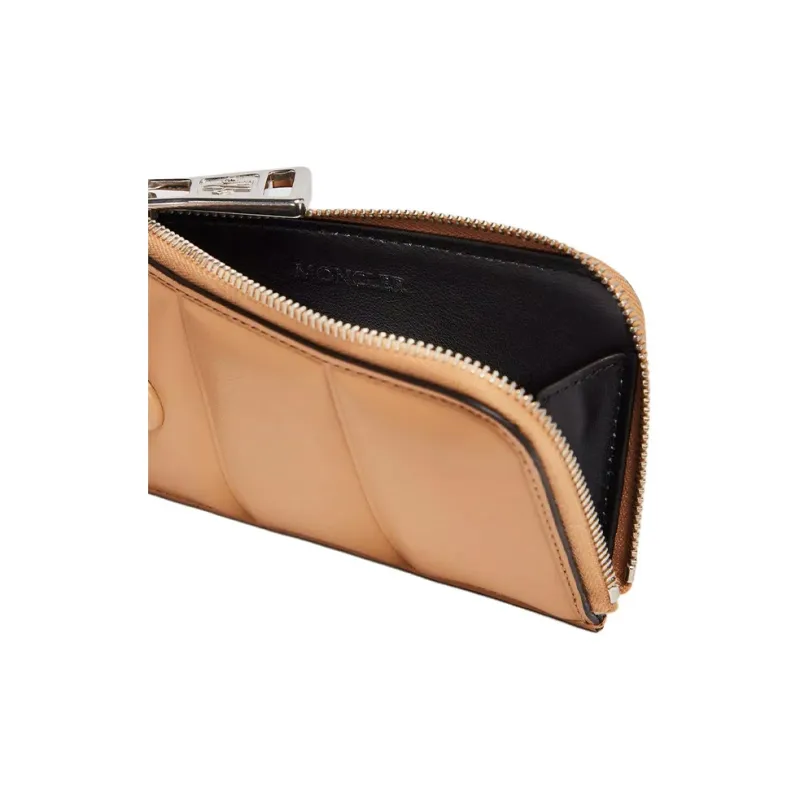 Moncler Leather Card Holder Wallet Men's Light Brown-3