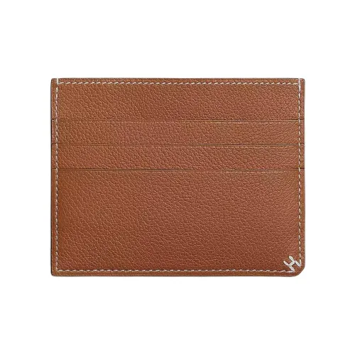 HERMES Card Holders 37 Gold Golden Brown