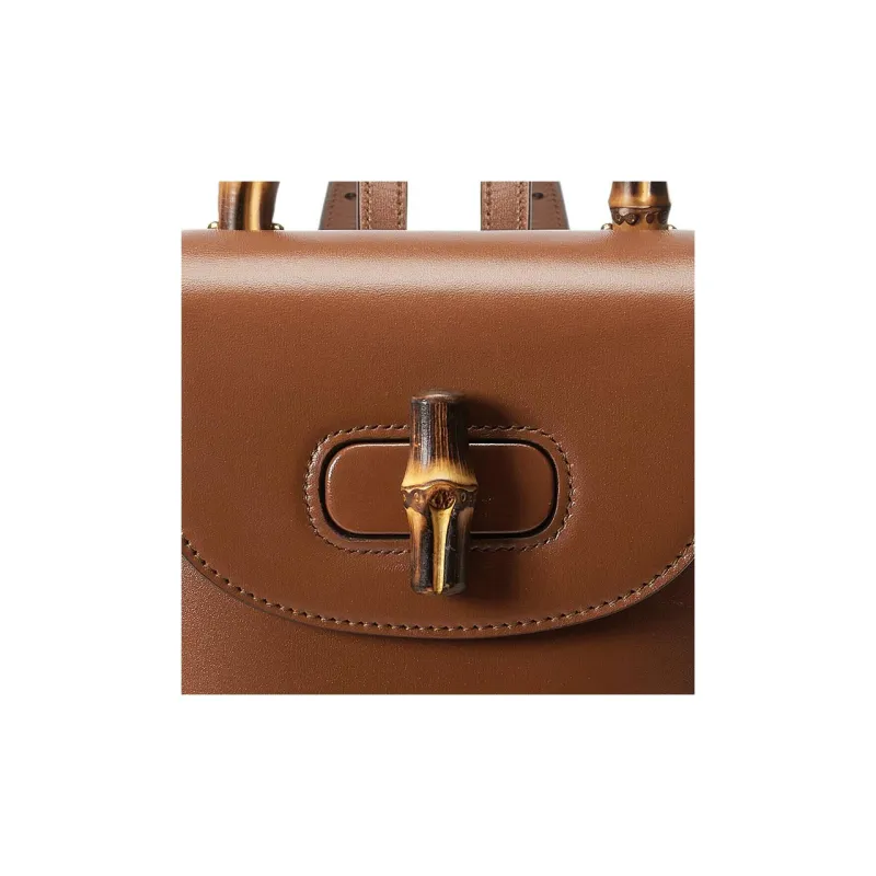 GUCCI Bamboo 1947 Leather Backpack Mini Women's Brown-8