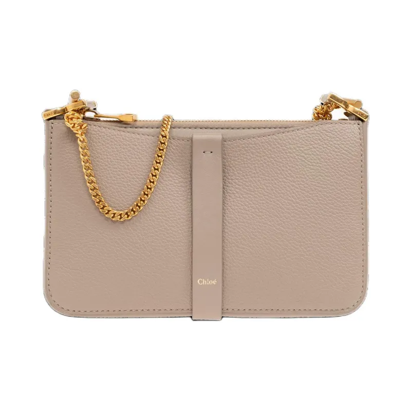 Chloe Marcie Grain Calfskin Shoulder Bag Women's Beige-0