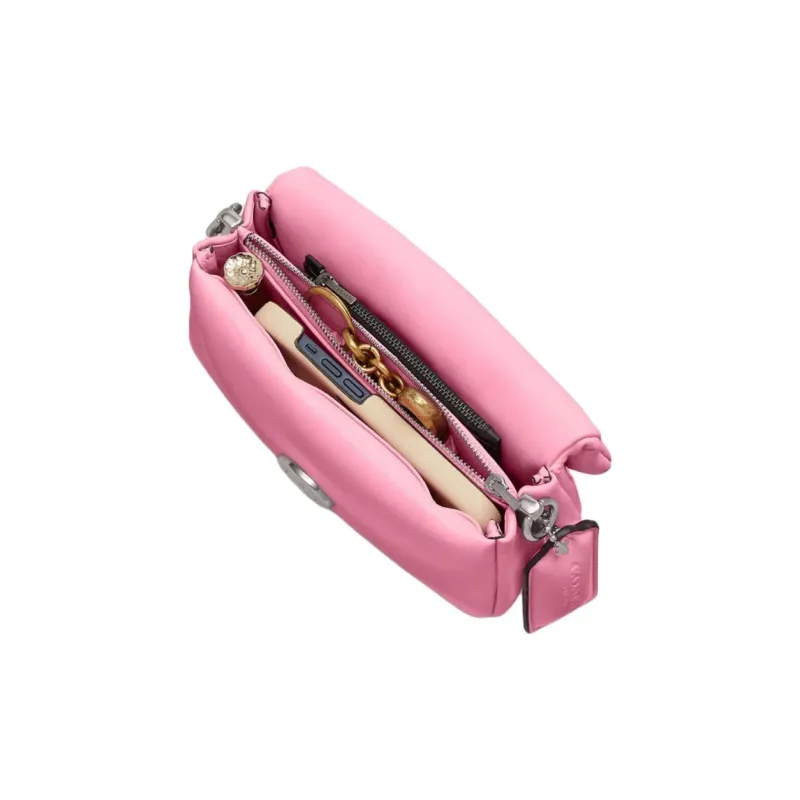 COACH Pillow Leather Portable Crossbody Bag Shoulder Bag Small Size Women's Bright Pink-3