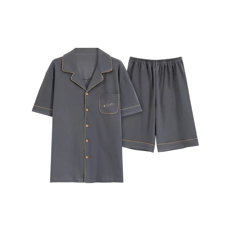 The Story Of The Flower Season Pajama Set Men's Dark Gray-0