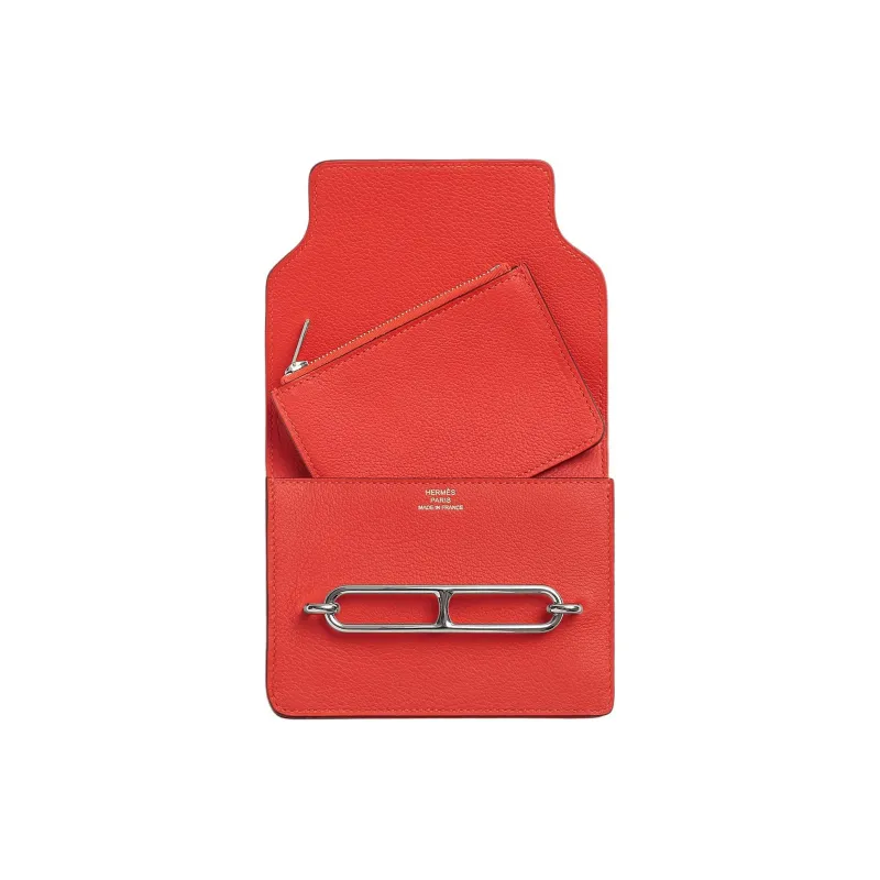 HERMES Roulis Evercolor Calfskin Pig Nose Bag Card Holder Fanny Pack Coin Purse Wallet Women's Field Orange-1