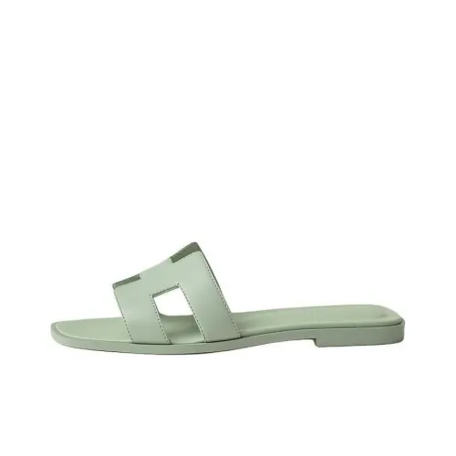 HERMES Oran Slide Slippers Women's Green