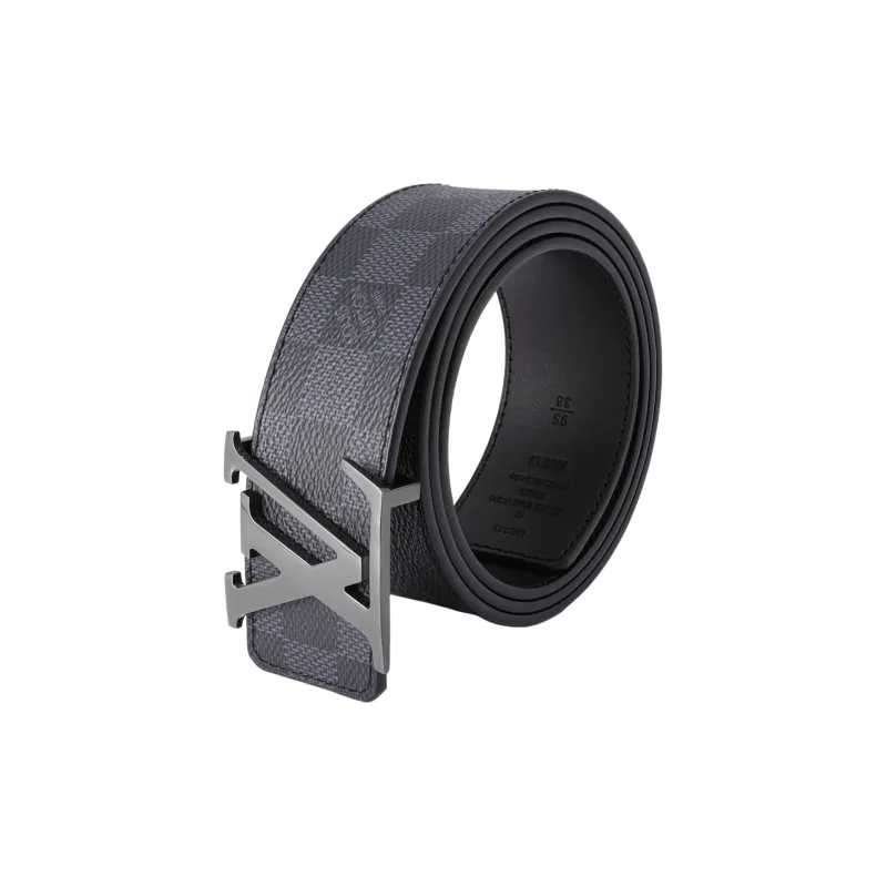 Brown Gray Louis Vuitton Belt LOUIS VUITTON Cow Leather Leather