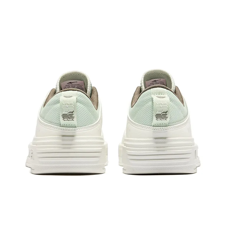 Erke Qingshi Durable Breathable Low Top Skateboard Shoes Men's Microcrystal White Light Pea Green-3