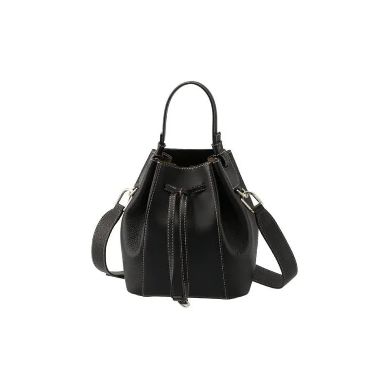 Furla Miastella Leather Bucket Bag Handbag Shoulder Bag Mini Women's Black-4