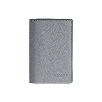 COACH Leather Card Holder Mini Men's Gray Blue