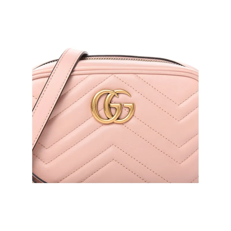 GUCCI GG Marmont Quilting Leather Camera Bags Crossbody Bag Shoulder Bag Women's Pink-4
