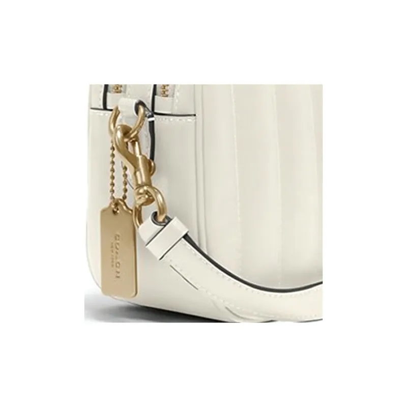 COACH Jes Quilting Leather Camera Bags Shoulder Bag Crossbody Bag Medium Size Women's White-3