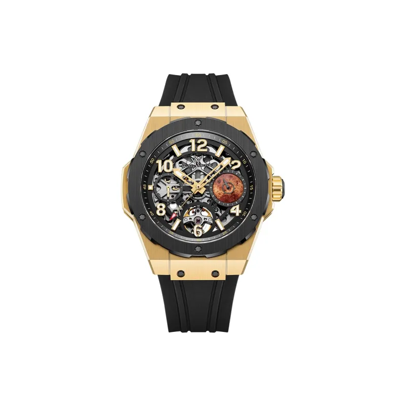 Welly Merck Automatic Mechanical Movement Silicone Strap Watch Men's Watches Cut Out Dial-9