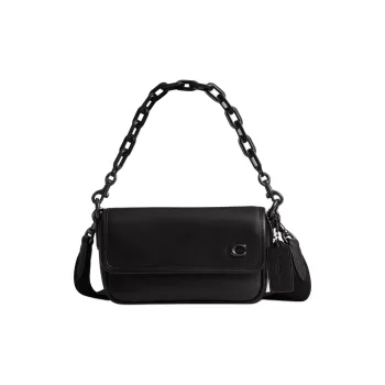 COACH Charter Leather Shoulder Bag Crossbody Bag Small Size Women's Black