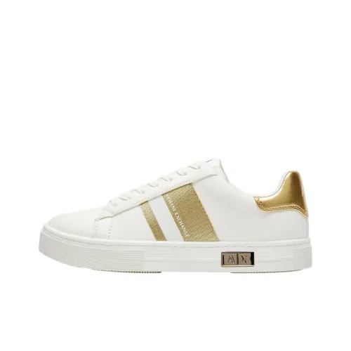 ARMANI EXCHANGE Skateboard Shoes Women's Low-Top White Gold