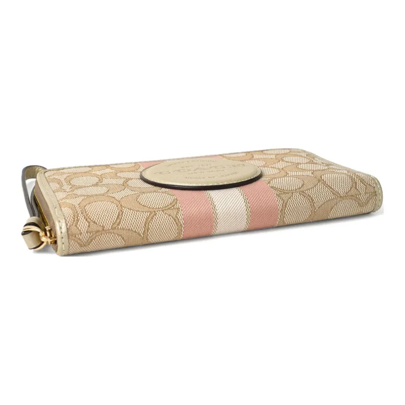 COACH Dempsey Jacquard With Pebbled Leather Card Holder, Wallet Women's Khaki-3