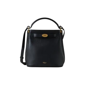 Mulberry Grained Leather Bucket Bags Shoulder Bag Crossbody Bag Handbag Small Size Women's Black