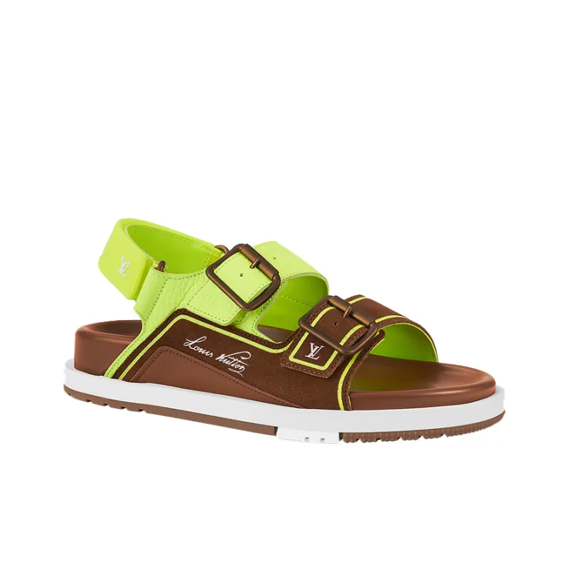 LOUIS VUITTON X Nba Trainer Sandals 'Brown Neon Green'-1