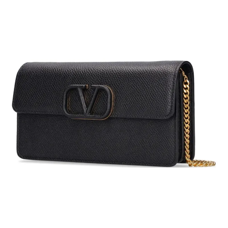 Valentino GARAVANI Leather Wallet, Shoulder Bag Women's Black-1