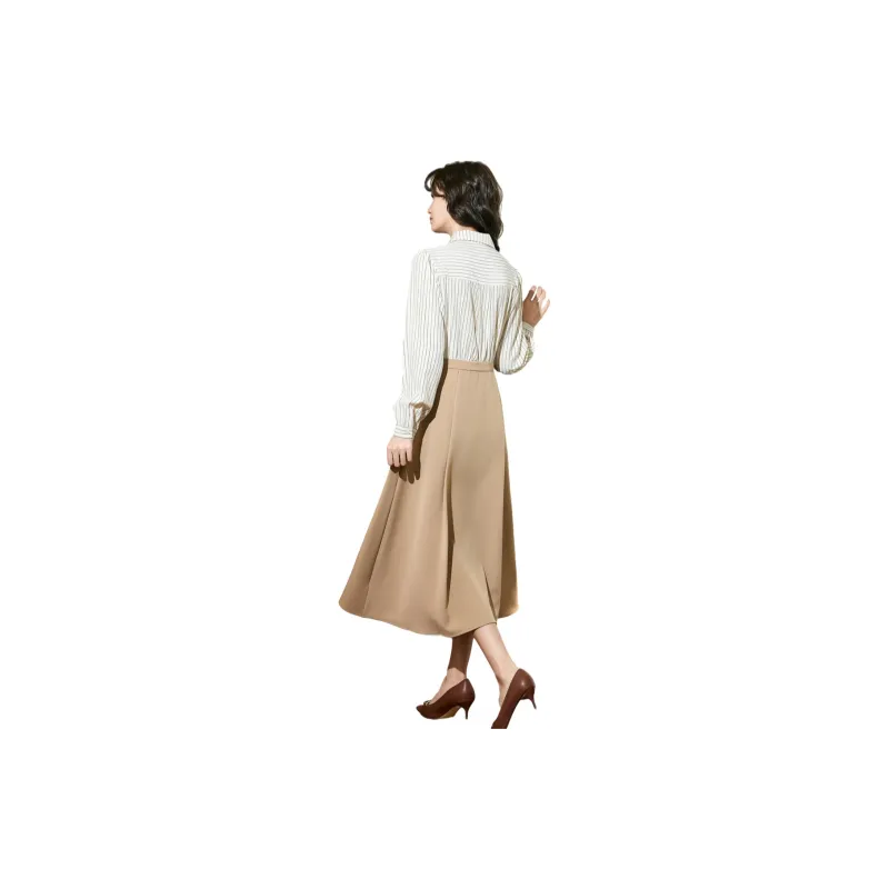 SMEN Long Sleeved Dresses Women's Khaki-1