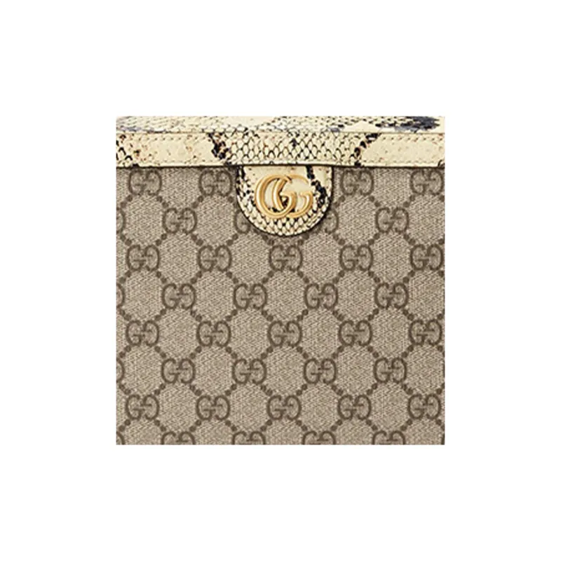 GUCCI Canvas With Python Snakeskin Print Trim Crossbody Bag, Shoulder Bag Men's-9