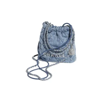 CHANEL 22Bag Leather Shoulder Bag Crossbody Bag Mini Women's Denim Blue