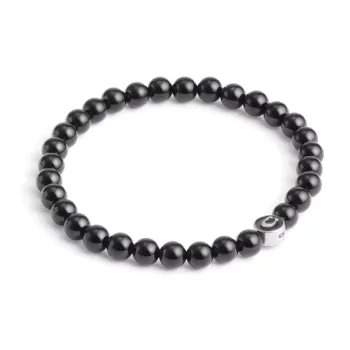 COACH Black Agate Enamel Sterling Silver Bracelets Men's Black