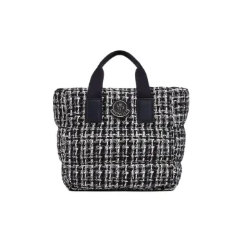 Moncler Tweed Tote Bag Shopping Bag Handbag Mini Women's Black & White