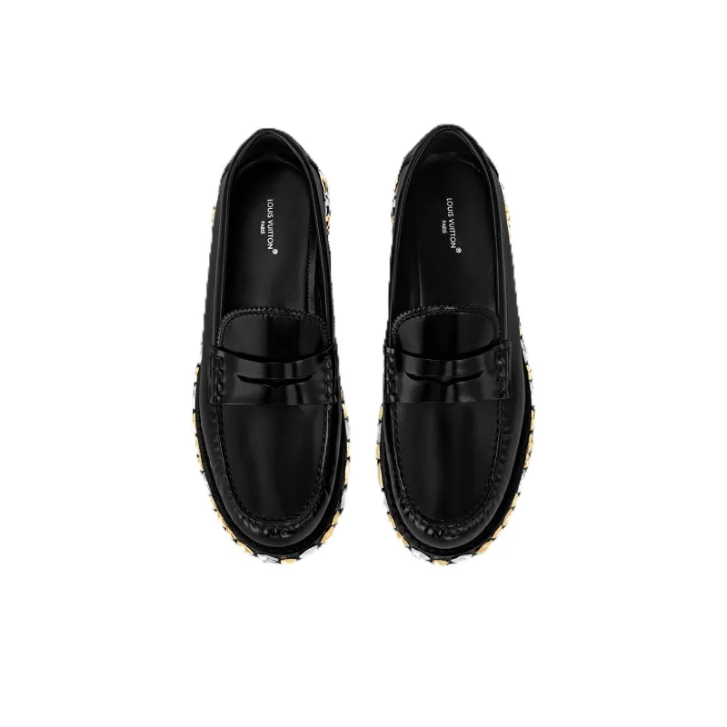 LOUIS VUITTON Loafers 2cm Women's Black-4