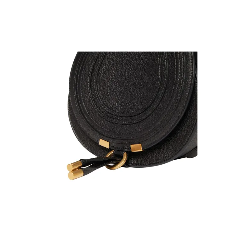 Chloe Marcie Grained Calfskin Crossbody Bag Shoulder Bag Small Size Women's Black-4