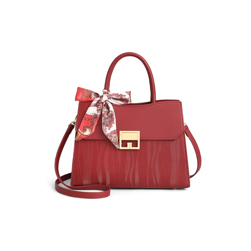 COMELY Cow Leather Patchwork Synthetic Leather Wedding Handbag Shoulder Bag Crossbody Bag Regular Women's Burgundy-1