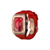 Rose Bezel Black Case, Red Strap