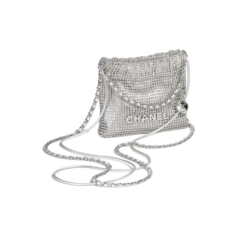 CHANEL 22Bag Leather Shoulder Bag Mini Women's Silver-0