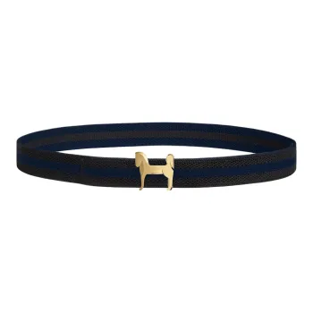 HERMES Small Horse Pattern Buckle Smooth Buckle Belt Men's Black/Blue Width: 3.2cm