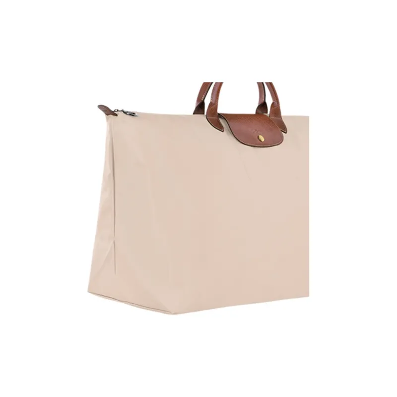 LONGCHAMP Canvas With Leather Trim Canvas Bag Travel Bag Handbag Extra Large Men's Beige-5