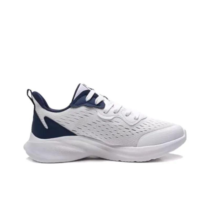 QIAODAN Wear Resistant Low Top Running Shoes Men's White Blue-1