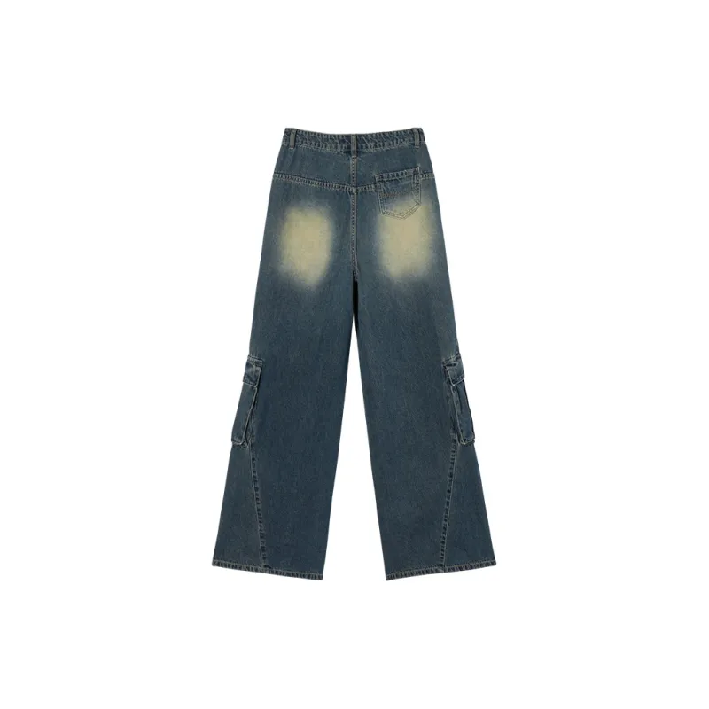 MEETLADY Jeans Women's Washed Denim Blue-1