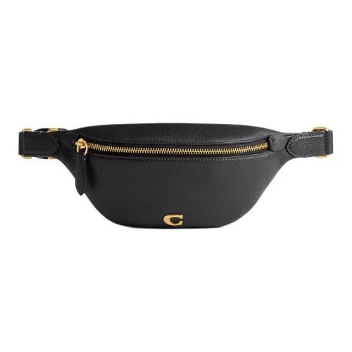 COACH Leather Fanny Pack Large Size Women's Black